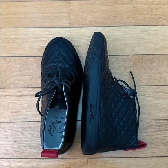 Del Toro black quilted leather chukka sneakers